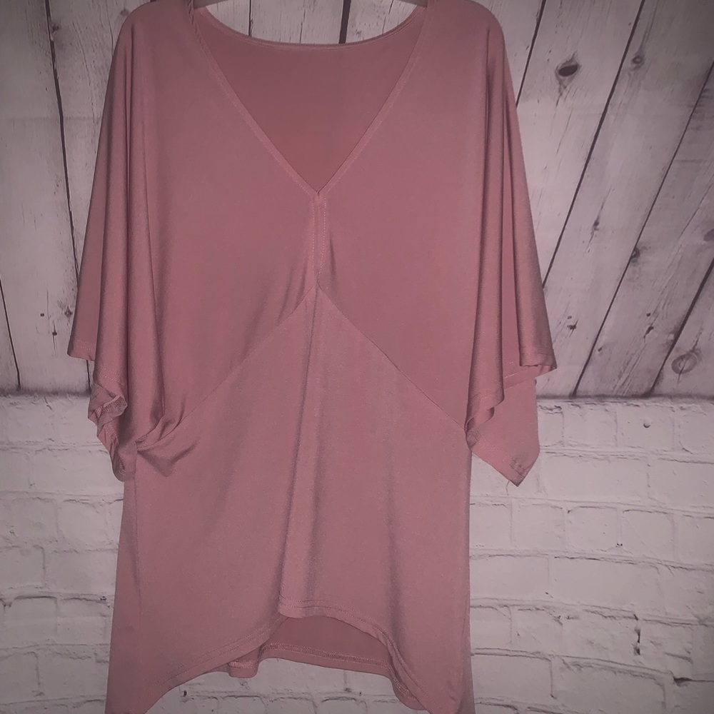 Chic V-Neck Women's Blouse in Rose